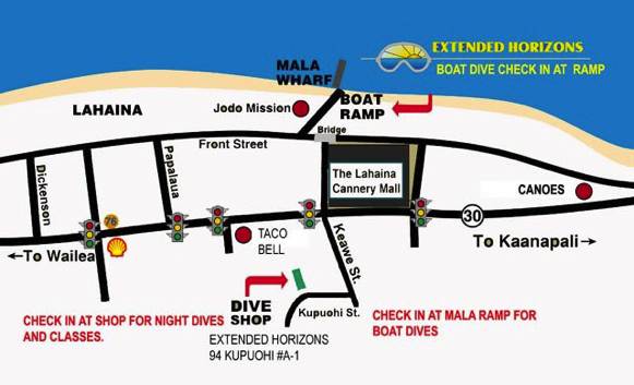 Lahaina Map to Extended Horizons Scuba